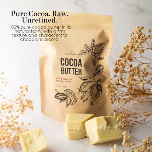 Raw Cocoa Butter Block - 8 oz Unrefined Natural Skin Moisturizer - Pack of 1