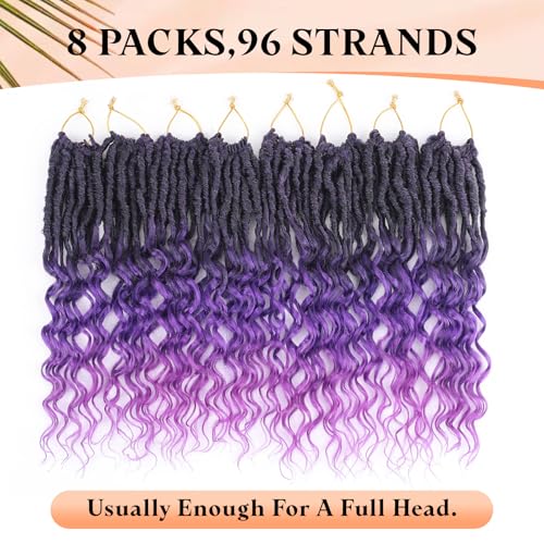 12 Inch Deep Faux Locs Crochet Hair for Black Women - 8 Packs, Purple
