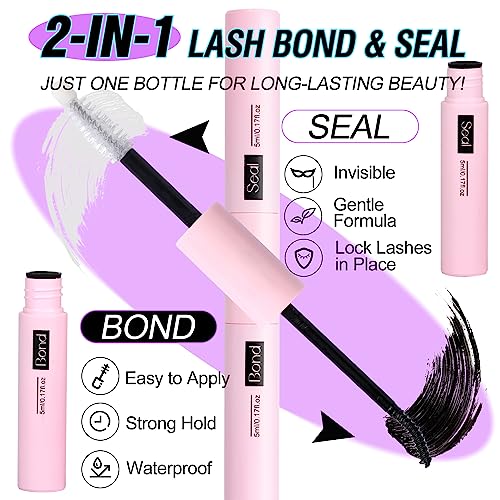 DIY Lash Extension Kit Cluster Lashes Kit Lash Clusters Wispy DIY Eyelash Extensions Lash Bond and Seal D-Curly Individual Lashes by ALICE