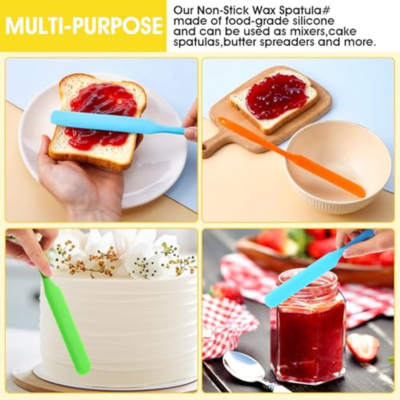 24pcs Jar Spatula,Silicone Jar Scraper with Long Handle,Jam Spreader Cake Cream Butter Spatulas, Silicone Spatula Waxing Applicator for Home Salon Body Use