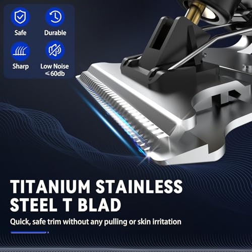 Men's Cordless Beard Trimmer with Titanium Ceramic T-Blade - Black