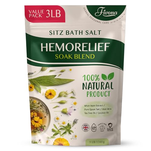 FIVONA Sitz Bath Salts 3 lb Pack for Hemorrhoids Postpartum Care – Soothing Epsom Salt Blend w/ Essential Oils