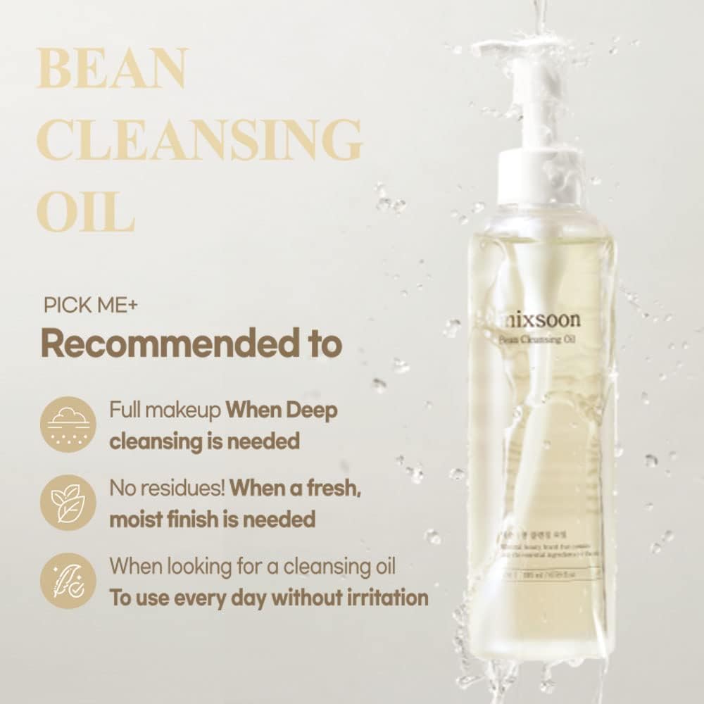 mixsoon Bean Cleansing Oil 6.59 fl oz / 195ml Lightweight Oil Cleanser Make up Remover for daily skin care routine Korean Glass Skin Care