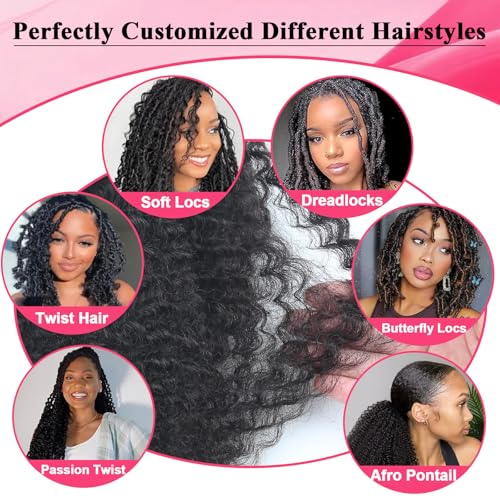 Afro Kinkys Bulk Human Hair for Braiding & Twist - 18 Inch Black - No Weft