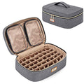 CURMIO Essential Oil Storage Case for 40 Bottles (5ml-30ml), Essential Oils Organizer Case with 2 Detachable Visible Pouches and Portable Handle, Patented Design, Gray (Bag Only)