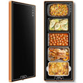 Hudetex Extra Long 40x12 Inch Food Warming Mat with Tempered Glass - Black