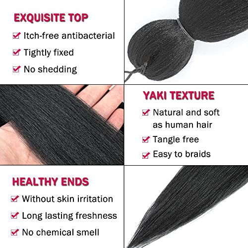 Alrence Pre-Stretched Braiding Hair 38 Inch - 8 Pack for Knotless Braids, 1B#