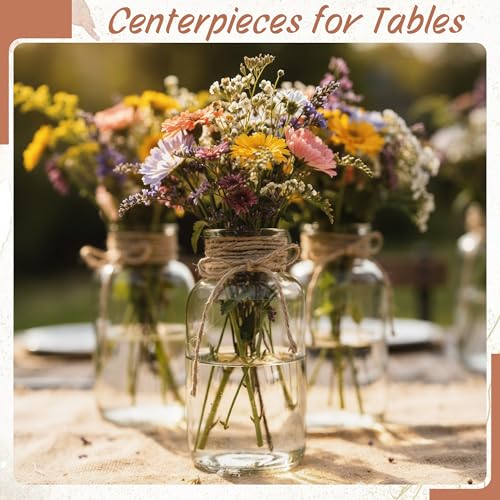 24 Pack Mason Jar Vases for Centerpieces - Transparent Glass Rustic Decor