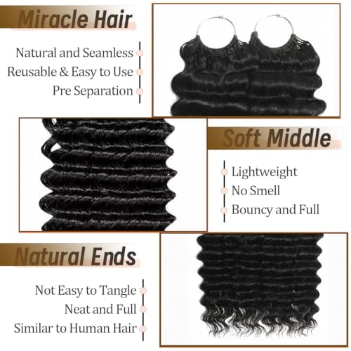 Shoobidoo 1B Color Feather Crochet Hair - 18 Inch, 100 Strands, Deep Wave, Pre-Separated Synthetic Extensions