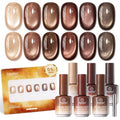 Beetles Brown Cat Eye Gel Nail Polish Set - Gilded Amber Fall Collection, 15ml