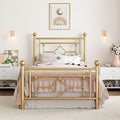 Gold Twin Metal Platform Bed Frame with Headboard - Noise-Free, Easy Assembly