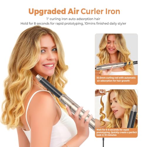OKWRAP 6-in-1 Foldable Air Styler Curling Diffuser & Auto-Wrap Barrel - Champagne Gold