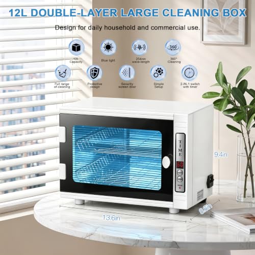 BLUETOP Nail Tool Cleaning Machine with Blue Light & Transparent Door 12L