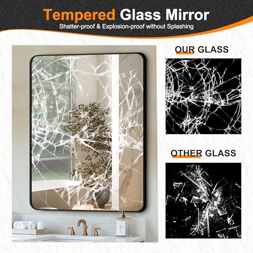 Rectangular Bathroom Vanity Mirror - Black Framed Wall Mirror 30x40 Inches - Over Sink