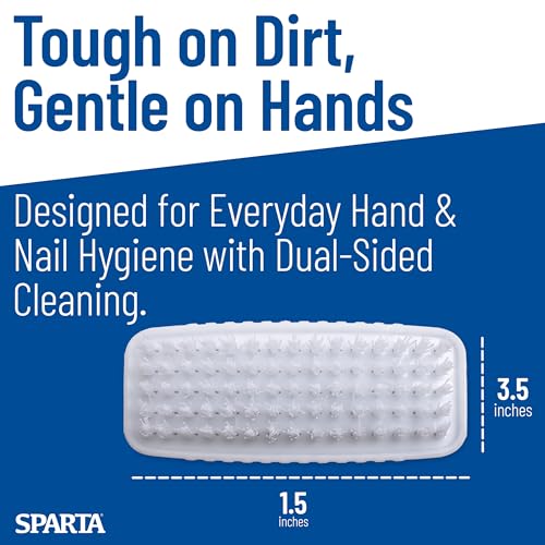 SPARTA 3623900 Plastic Hand Brush, Nail Brush With Polypropylene Bristles For Kitchens, Homes, Restaurants, 3.5 Inches, White, Dual Sided