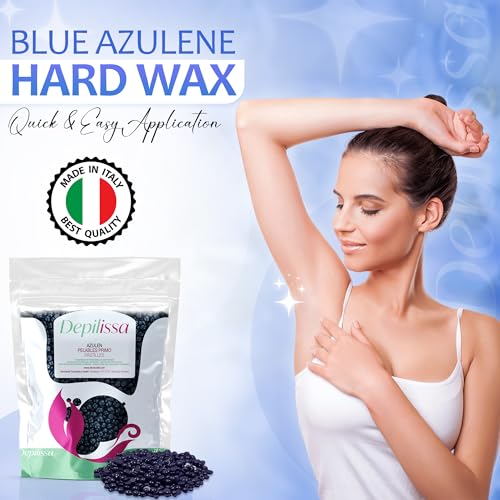 Blue Hard Wax Beads 14.1 oz ? Stripless Brazilian Wax Beads for Sensitive Skin ? Gentle Chamomile Formula for Face, Underarms, Bikini & Full Body Hair Removal ? Made in Italy