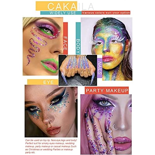 evpct CAKAILA Glitter Colorful Sparkly Eyeshadow Palette For Eye Makeup White Silver Glue Gel Face Paint , 40 Colors