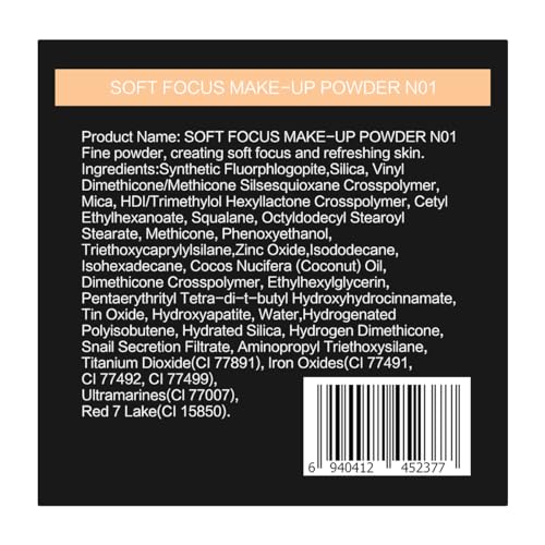 CARSLAN Soft Focus Loose Setting Powder, Waterproof, Matte, Oil Control, Shine Free, Talc-Free Face Powder Makeup, 24H Longwear Finishing Powder, N01 Natural for Medium & Tan