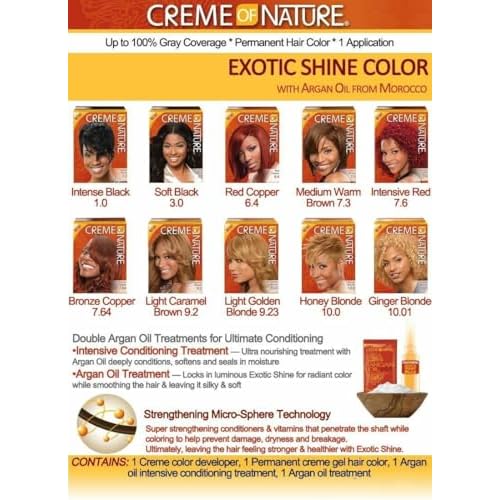 Exotic Shine Hair Color by Creme of Nature, 7.6 Intensive Red, with Argan Oil from Morocco, 1 Application