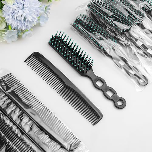 200 Pack Black Hair Brush and Comb Set - Individually Wrapped for Hygiene & Travel - Variation: 200 Count Pack
