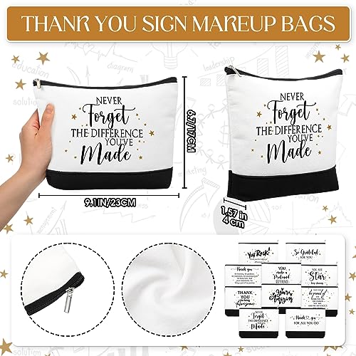 Cunno 30 Pcs Canvas Zipper Pouch Bulk Inspirational Quotes Makeup Bags 6 Style Women Employee Christmas Appreciation Gifts for Emergency Nurse Teacher Travel Toiletry Organized(Classic)