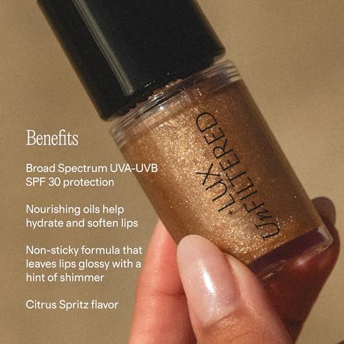 High Gloss Lip Oil with SPF 30 - Nourishing Bronze Shimmer Lip Moisturizer
