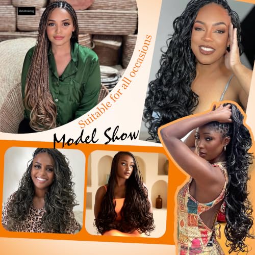 French Curl Braiding Hair Extensions 8 Packs - #1B / 14 Inch - Natural Soft Curl Style for Black Women