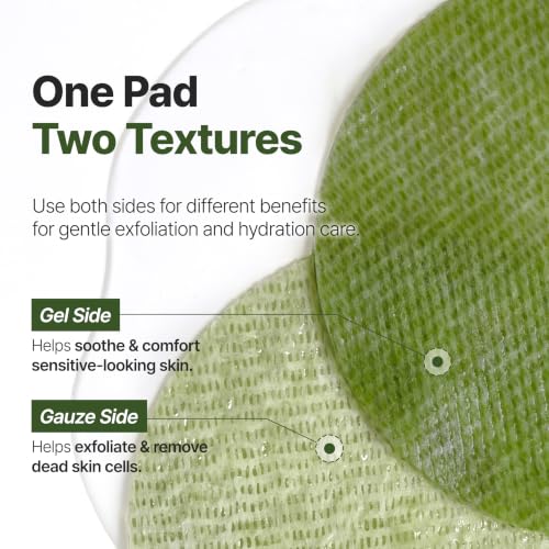 P.CALM Azelaic Acid Matcha Gauze Gel Toner Pads, 60 Individually Soaked Exfoliating Masks