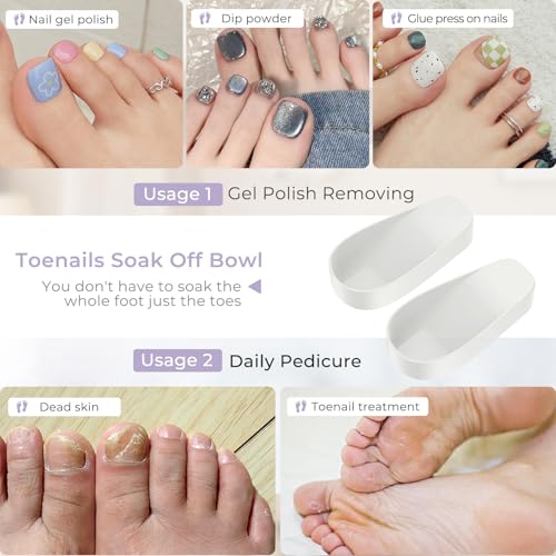 Toe Nail Soaking Bowl Set for Pedicure Gel Polish Remover with Nail Tools