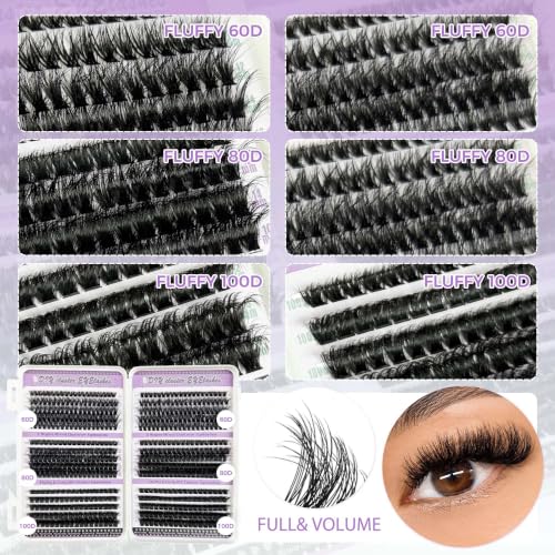 Lash Clusters Kit 15 Styles Fluffy Eyelash Extension with Makeup Tools - Variation of THIS listing: Kit-30D-160D