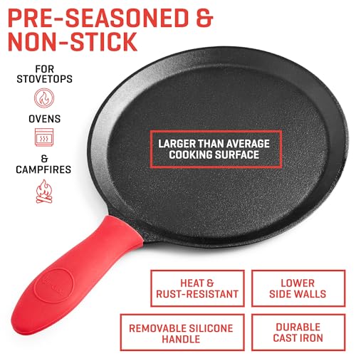 Uno Casa Cast Iron Tortilla Press 10 Inch & Comal Pan Bundle - Family Size with Variation