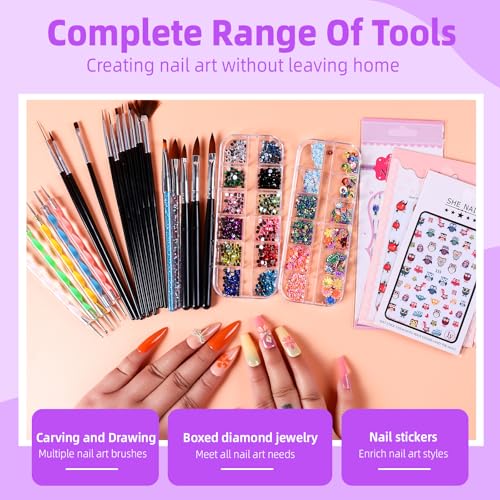 Complete Acrylic Nail Kit with Drill, Polishes & Tools for DIY Nail Art