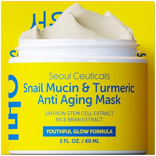 SeoulCeuticals Korean Face Mask Skin Care - Snail Mucin Turmeric Mask for Face ? Cruelty Free K Beauty Anti Aging Face Mask for Healthy, Youthful Glow 2oz