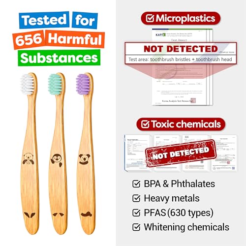 Baby Bamboo Toothbrush Set - Microplastic-Free, Dentist Designed Stage 1 6 Pack