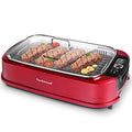 Techwood Smokeless Indoor Grill - Single Rose Red Non-Stick Plate, 1500W Portable Electric Korean BBQ