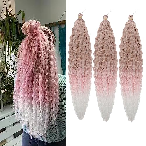 Ocean Wave Crochet Hair Extensions 30 Inch 3 Packs Blond Pink White