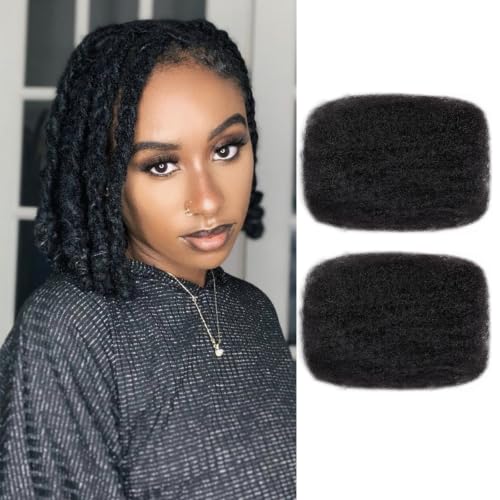 Vligcor Afro Kinky Human Hair Extensions 8 Inch, 2 Bundles Natural Black