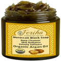 FERIHA Premium Moroccan Black Soap with Organic Argan Oil, 100% Authentic, Artisan Beldi Soap - Sourced, Crafted & Packed in Morocco - Traditional Hammam Formula