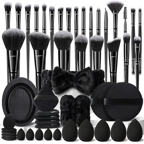 Black 51pcs Makeup Brush Set - Professional Multi-Functional Cosmetic Tools