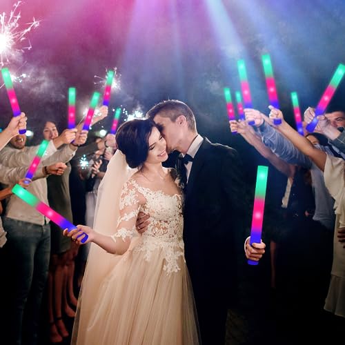 100PCS LED Foam Glow Sticks Bulk Party Pack with 3 Modes - Colorful Flashing for Events & Celebrations - Variation 100