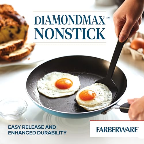 Farberware Cookstart Aluminum DiamondMax Nonstick Cookware Set - Aqua, 15-Piece
