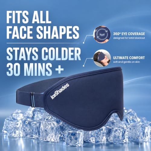 IceShades Cooling Gel Eye Mask for Migraines & Hangover Relief - Blue - Dual Hot & Cold Therapy