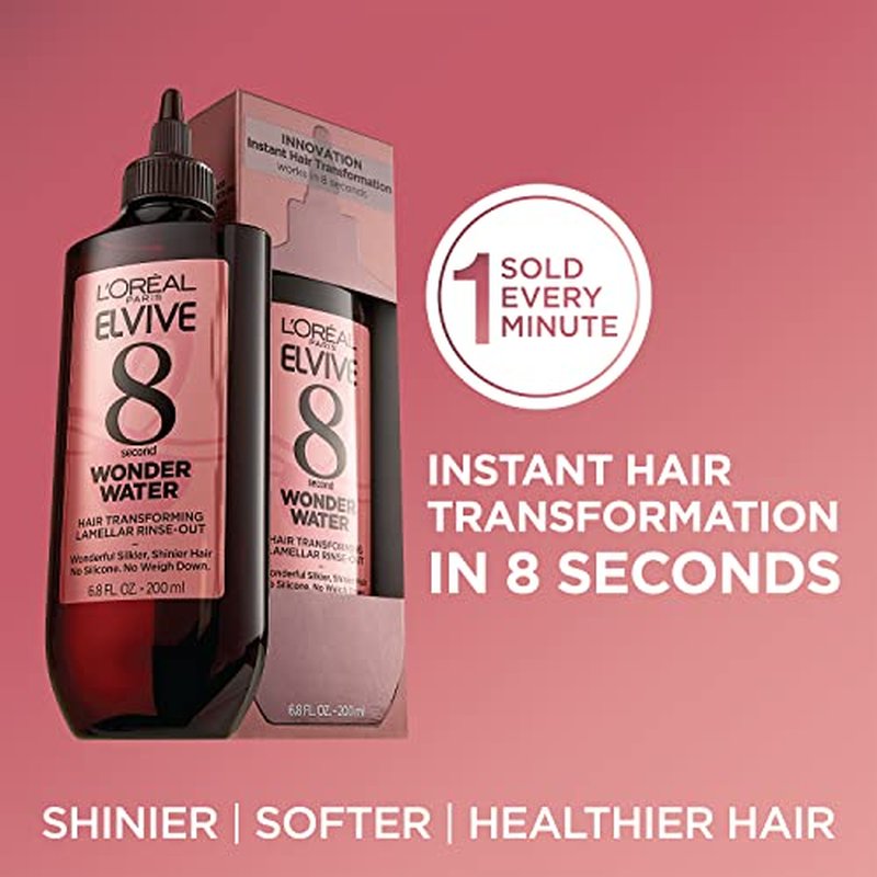 L¡¯Oreal Paris Elvive 8 Second Wonder Water Lamellar, Rinse out Moisturizing Hair Treatment for Silky, Shiny Looking Hair, 6.8 FL; Oz