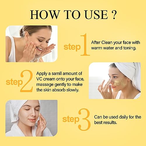SHVYOG Vitamin C Face Moisturizer, Turmeric Face Cream, Anti-aging Hydration Skin Firming & Brightening Cream for Dark Spots, Wrinkles, Uneven Skin Tone, Vitamin C Lotion for Instant Glow, 1.76 OZ