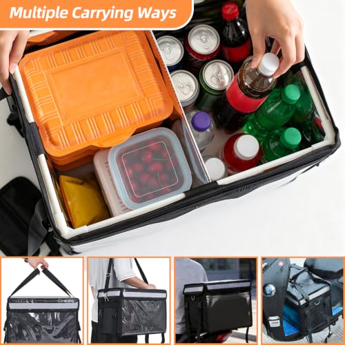 TooCust XXXL Insulated Food Delivery Bag Black 20.5 x 16.5 x 16.5 inches - Waterproof & Foldable Commercial Pizza Bag with Divider
