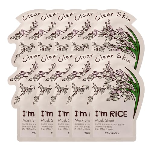 Hydrating Rice Face Sheet Masks 10 Pack for Nourishing & Soothing Skin