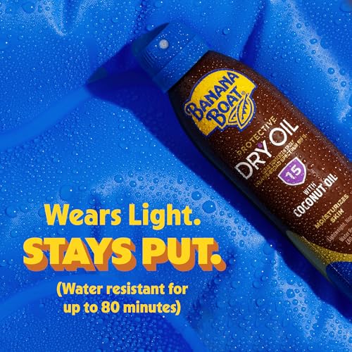 Banana Boat SPF 15 Dry Tanning Oil Spray 6 oz Pack of 3 - Water-Resistant, Argan Oil Formula