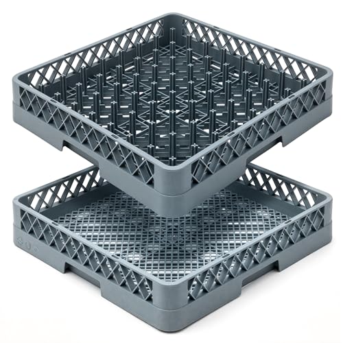 Maxdot 2 Pack Commercial Dishwasher Racks - Full Size 19.5" Plate & Flatware Set - Blue Gray Variation 2