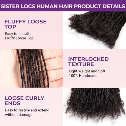 KGRT 12 Inch 20 Strands Sister Locs Human Hair Curly Tips Interlock Locs
