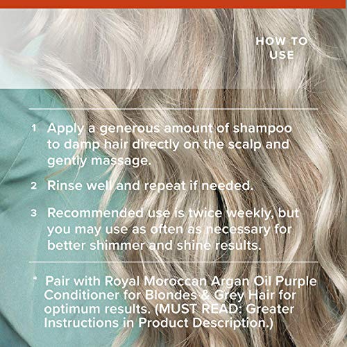Royal Moroccan Silver Purple Shampoo 1 Fl Oz for Blonde & Grey Hair - Anti-Yellow & Moisturizing